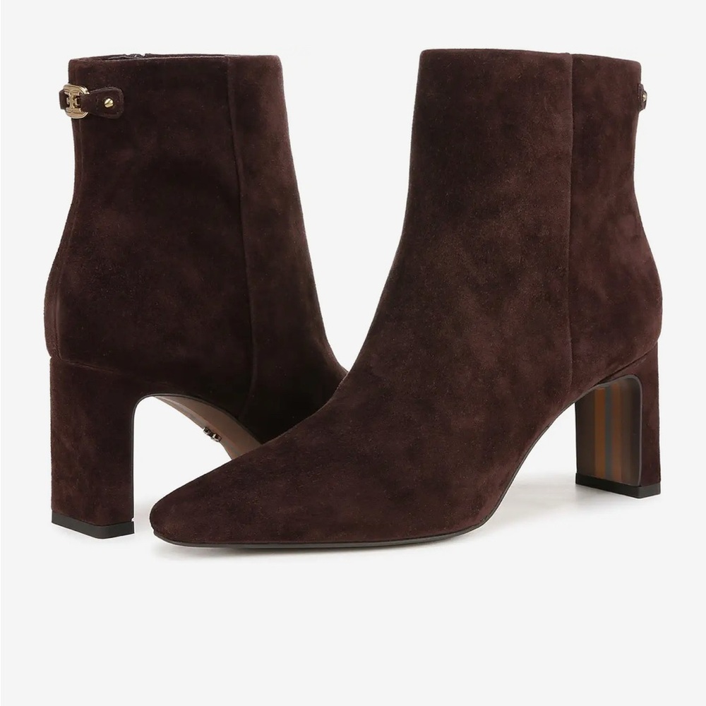 Sam Edelman Saige Suede Heeled Boots, Cafe Noir Sz 8.5 NIB